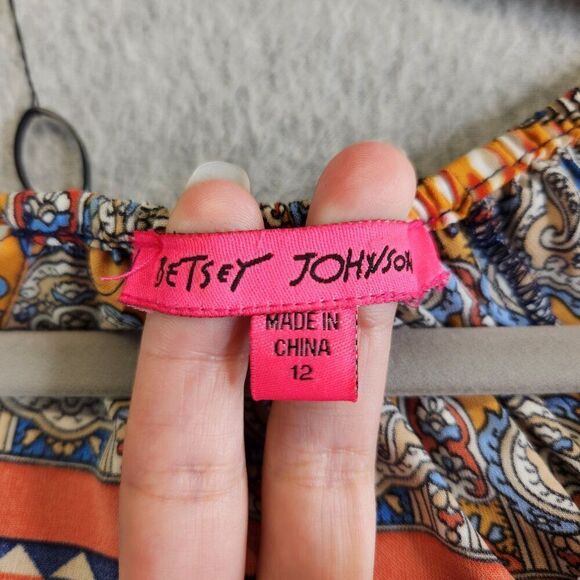 Betsey Johnson Dress Womens 12 Peasant Smocked Waist Boho Aztec Southwestern - Picture 8 of 16